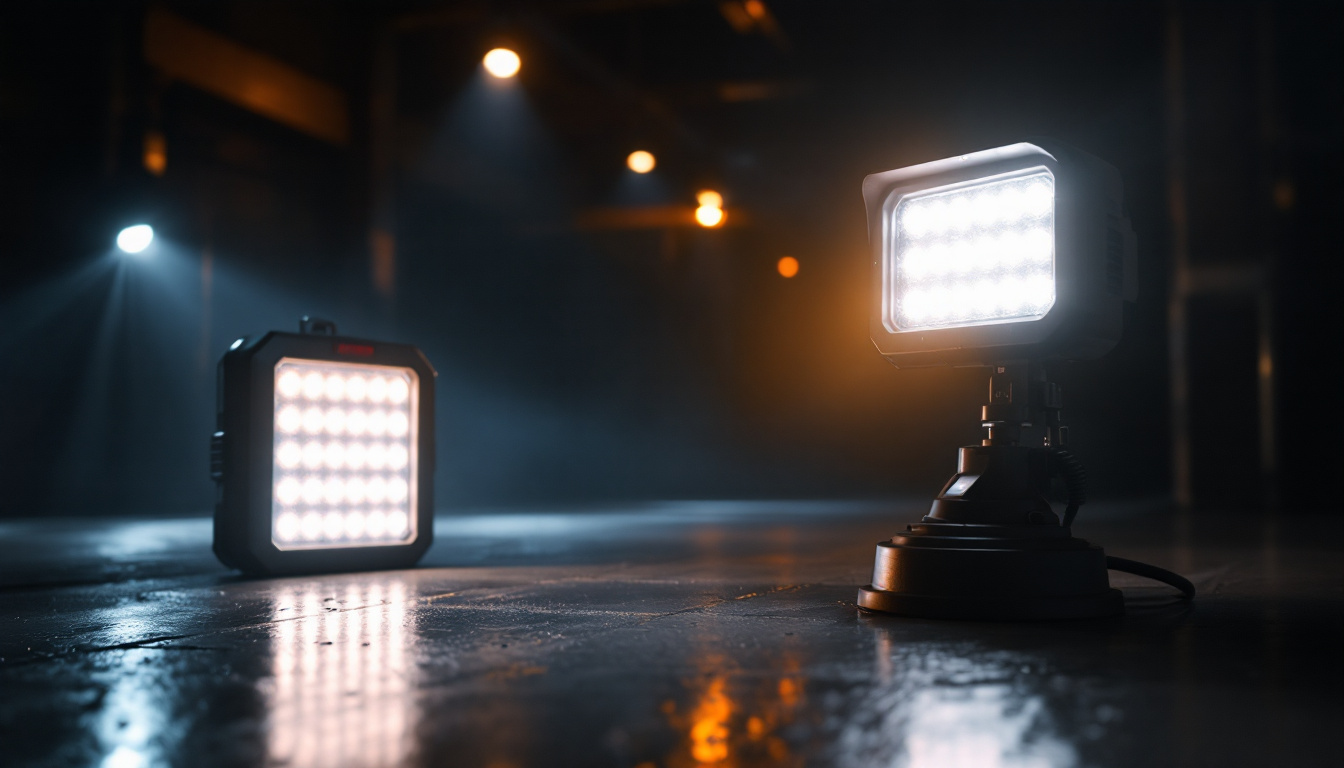 A photograph of a well-lit emergency scene featuring a variety of led emergency lights in action