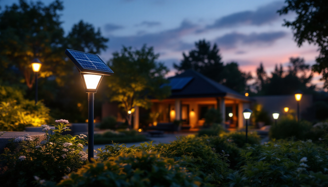 A photograph of a beautifully illuminated outdoor space at dusk