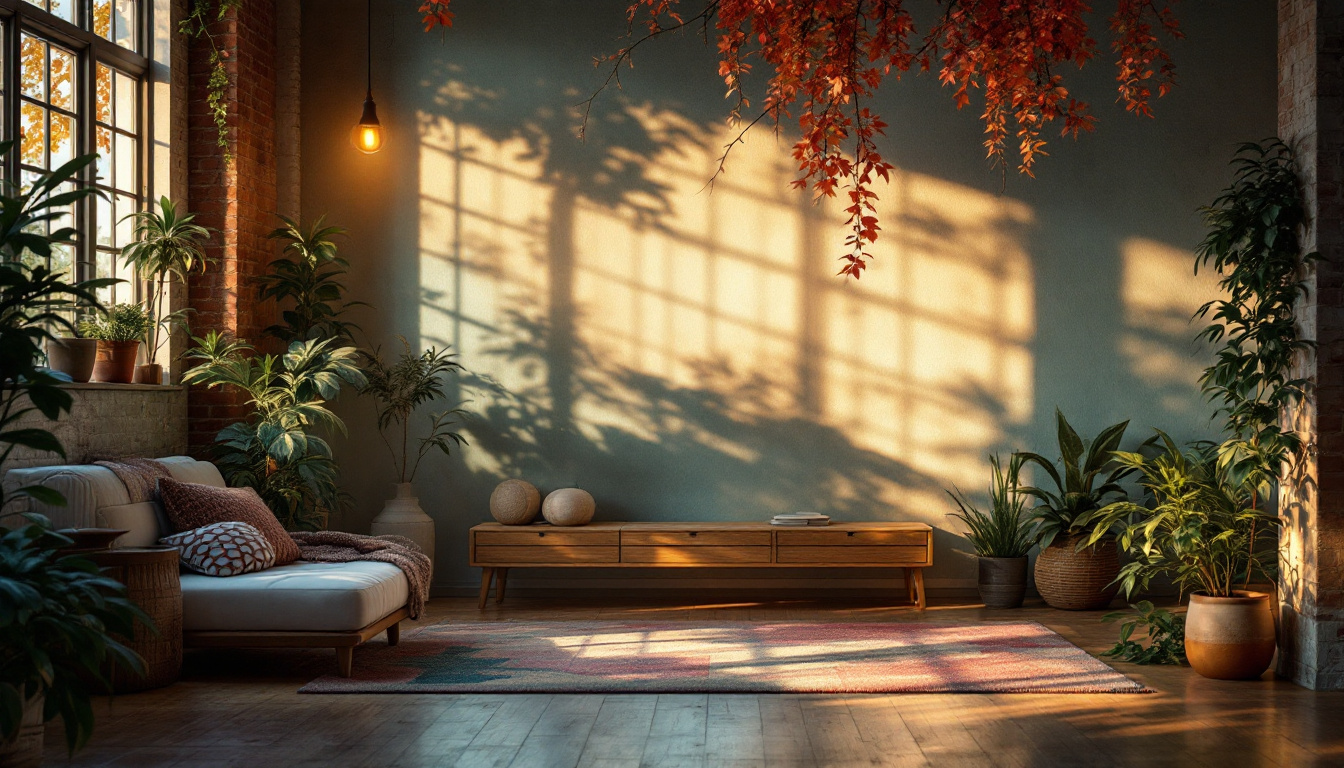 A photograph of a beautifully lit scene that showcases the interplay of natural and artificial light