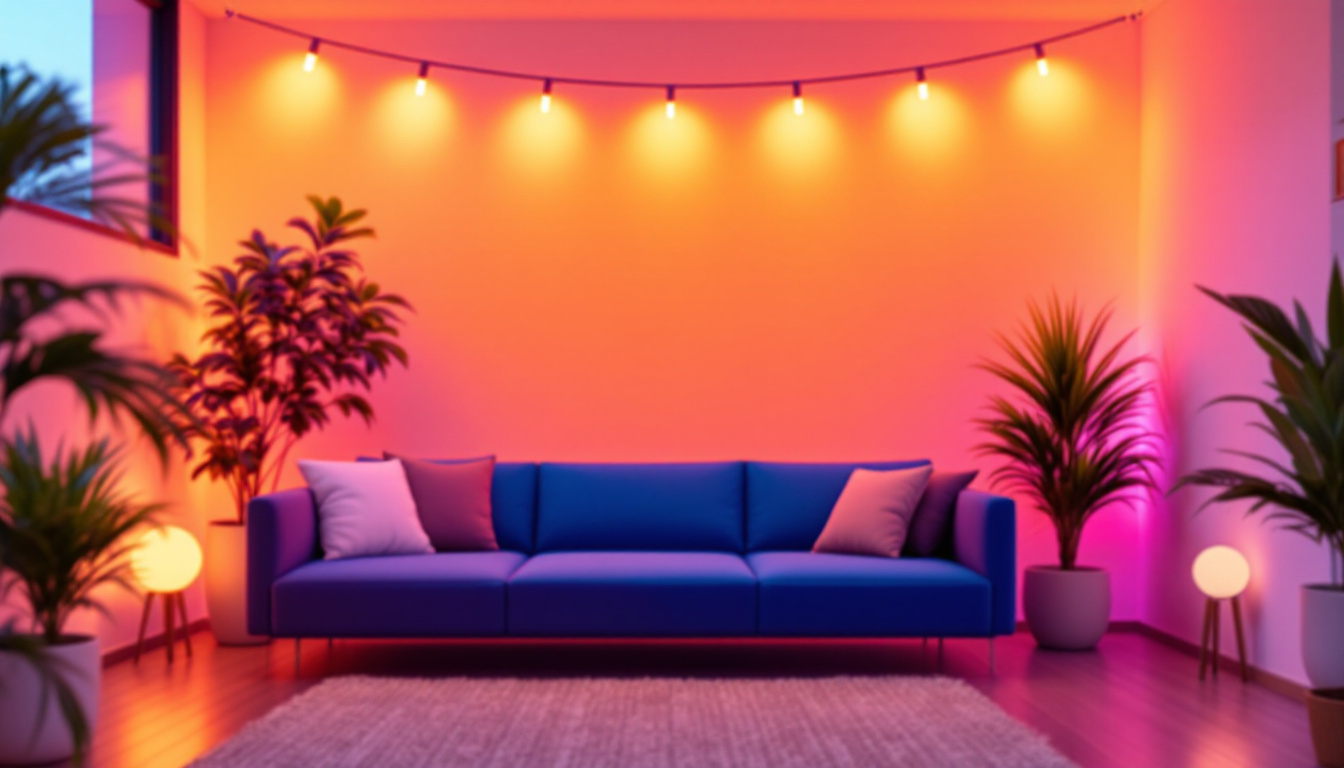 A photograph of a vibrant scene showcasing high power lighting strips in use
