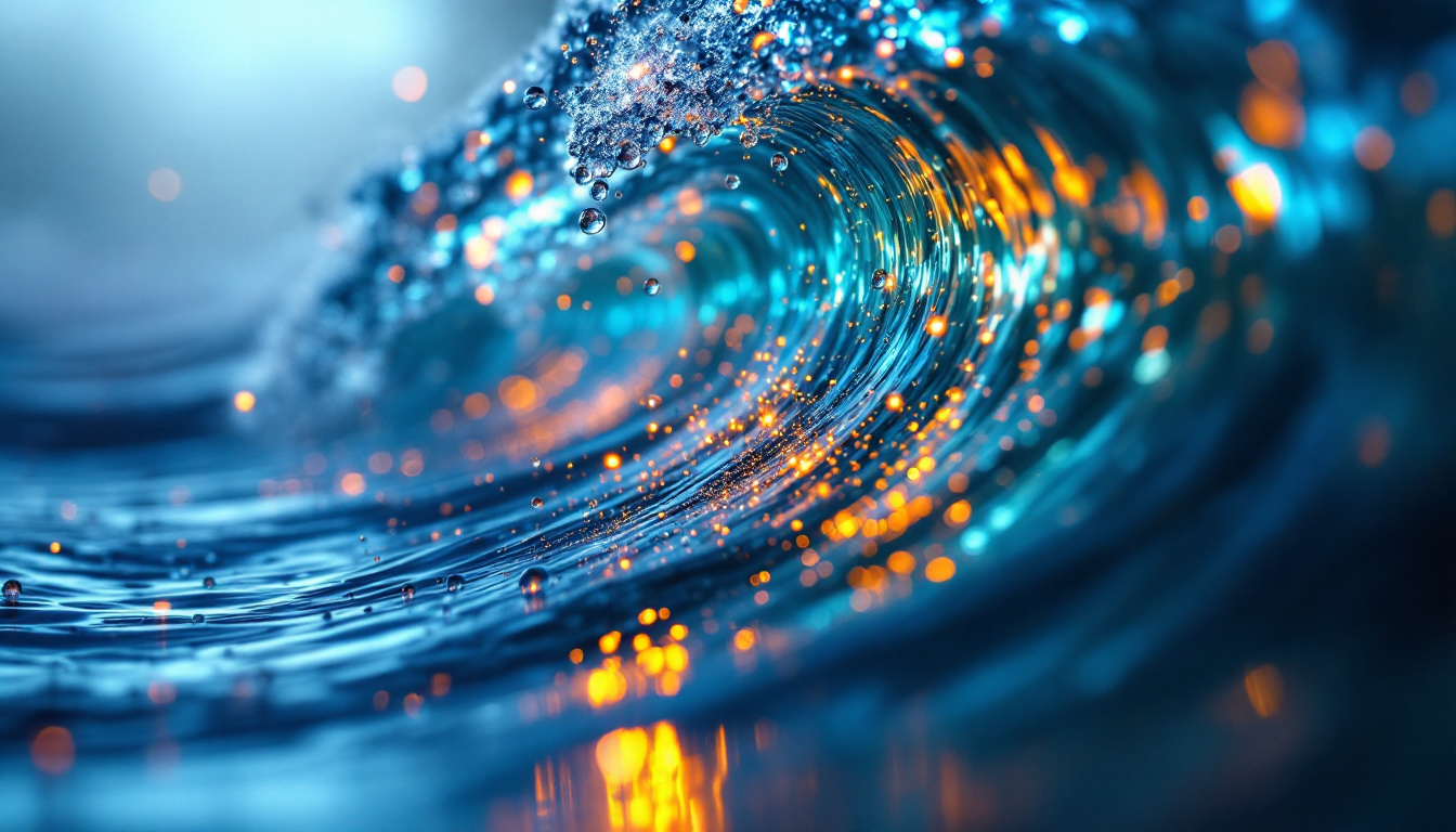 A photograph of capture a photograph of an illuminated wave sensor in action