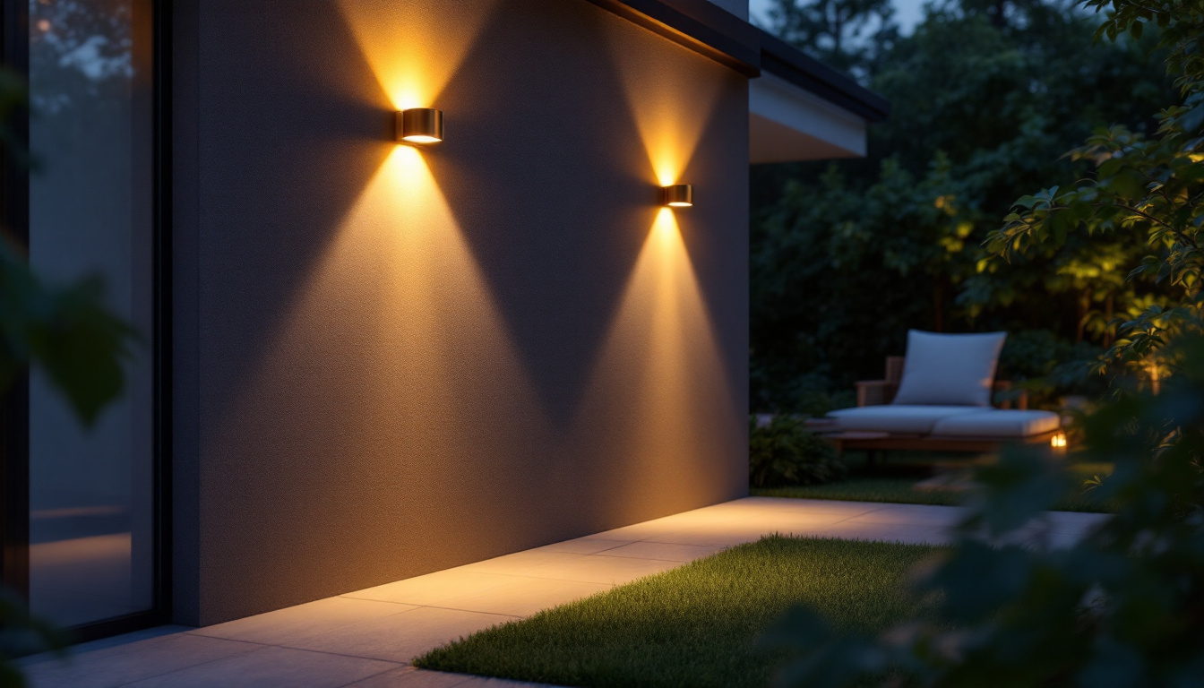 A photograph of a beautifully lit outdoor space featuring recessed lighting fixtures installed in a stylish patio or garden setting