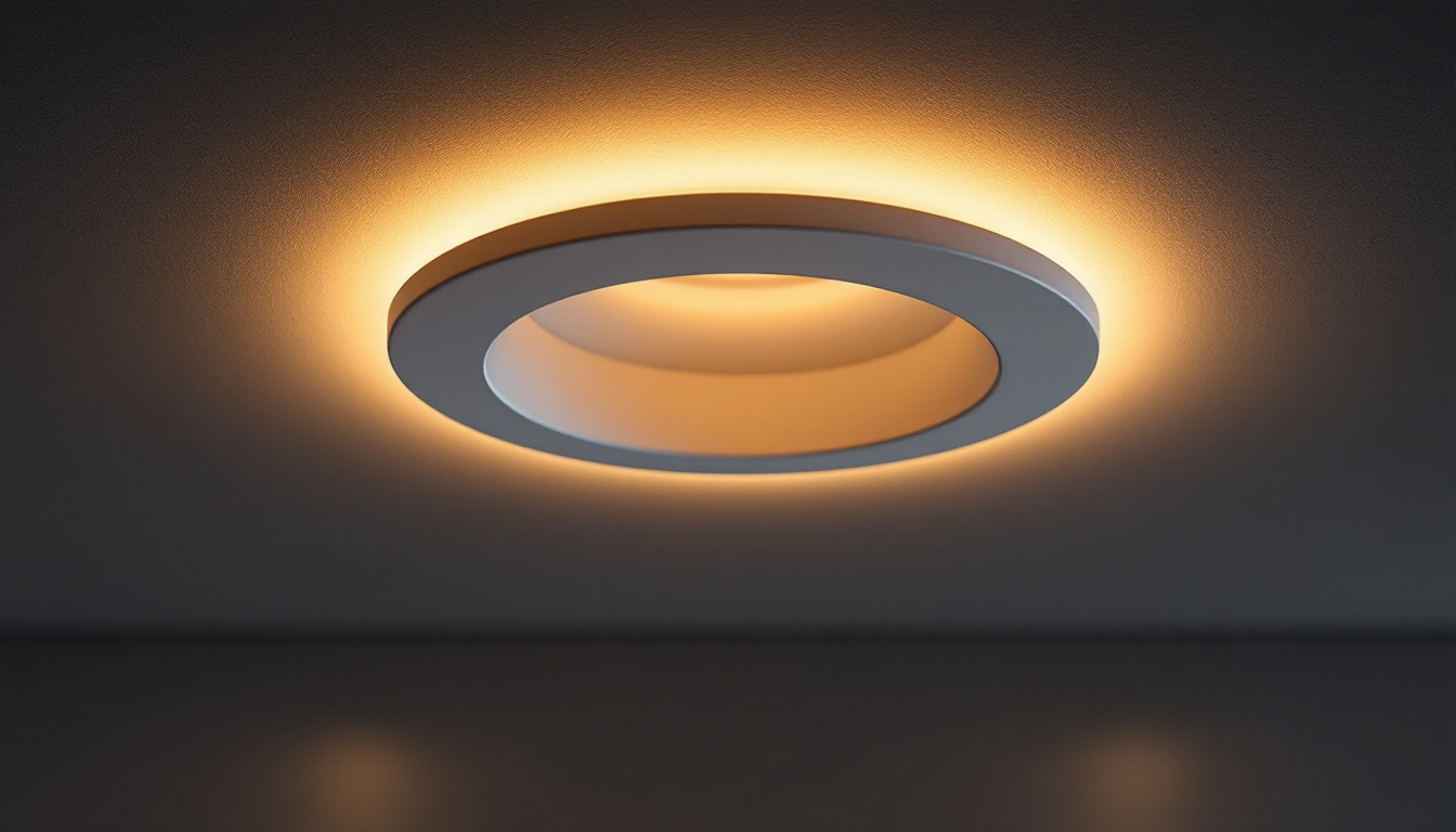 A photograph of a beautifully designed recessed light trim installed in a modern ceiling