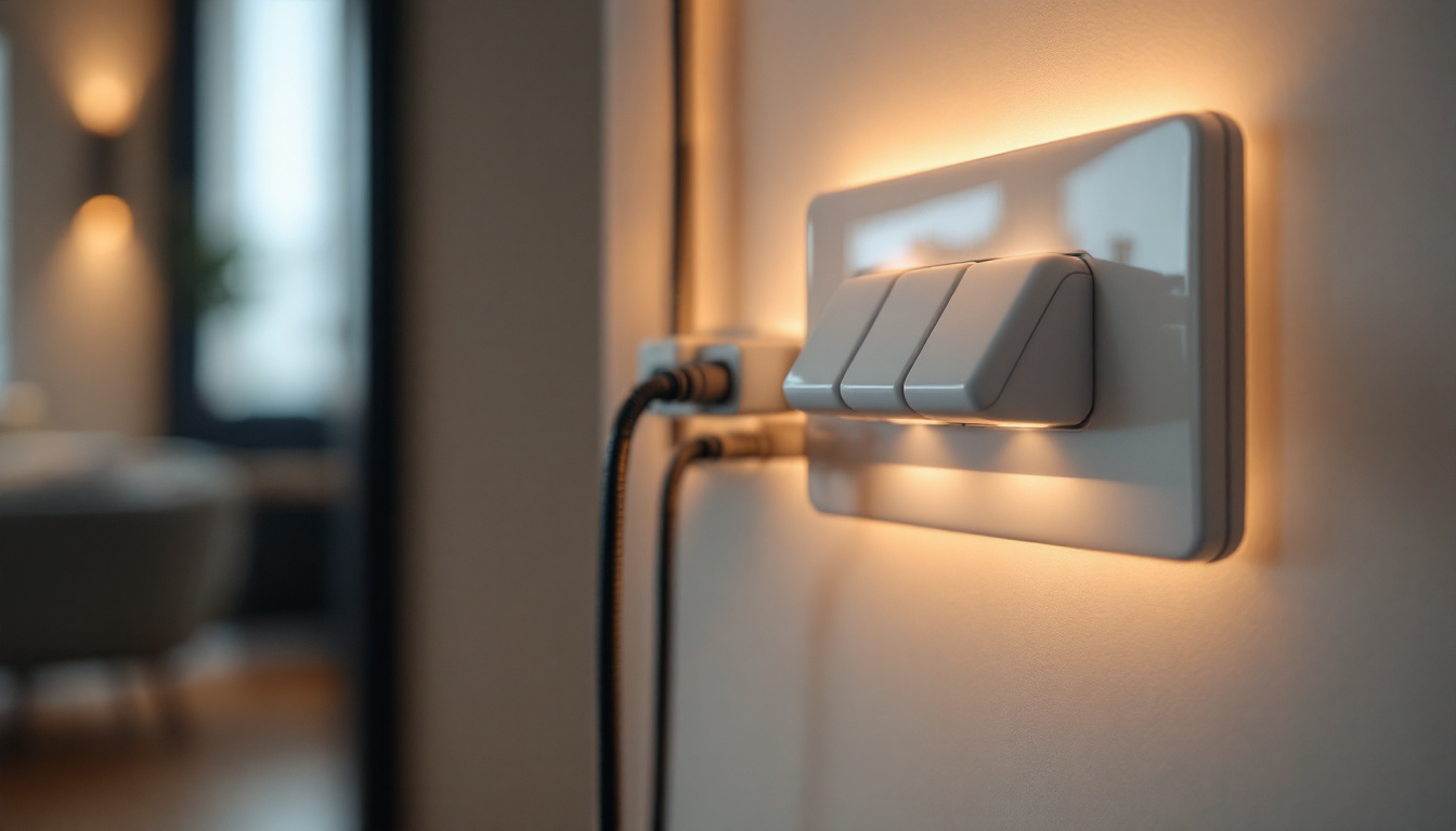 A photograph of a three-way light switch setup in a modern home