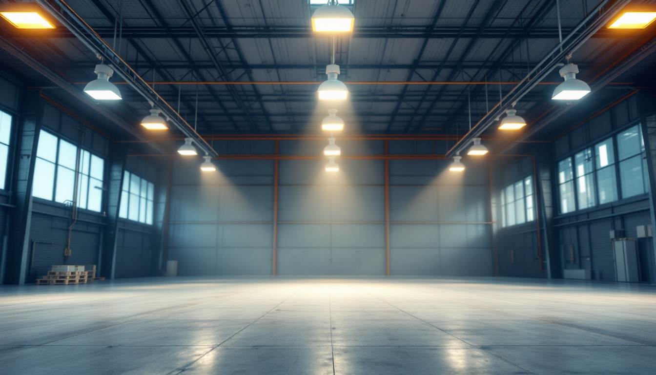 A photograph of a well-lit industrial space showcasing low bay lighting fixtures in action