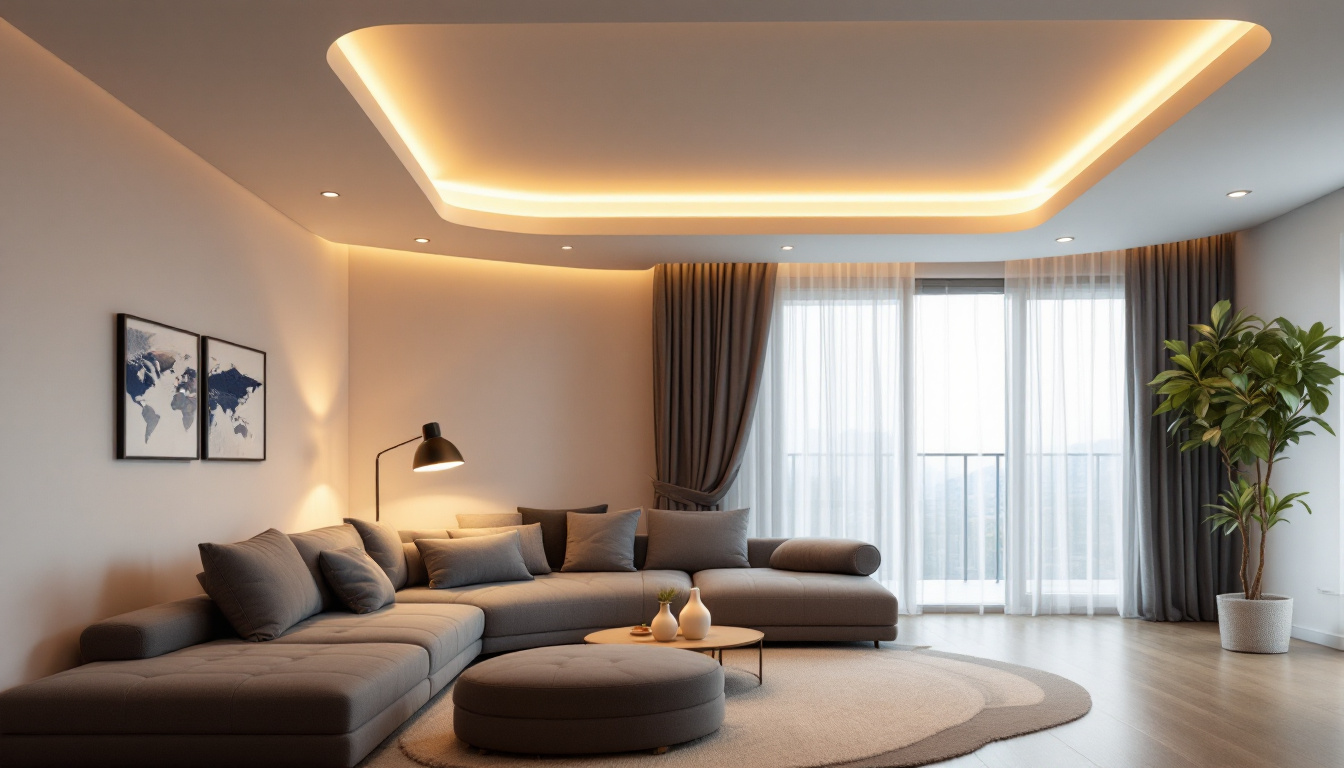 A photograph of a beautifully designed room featuring modern led recessed ceiling light fixtures