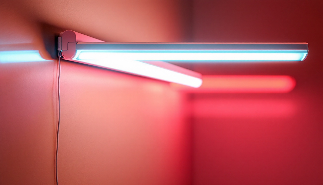 A photograph of a vibrant led fluorescent lamp in a well-lit environment