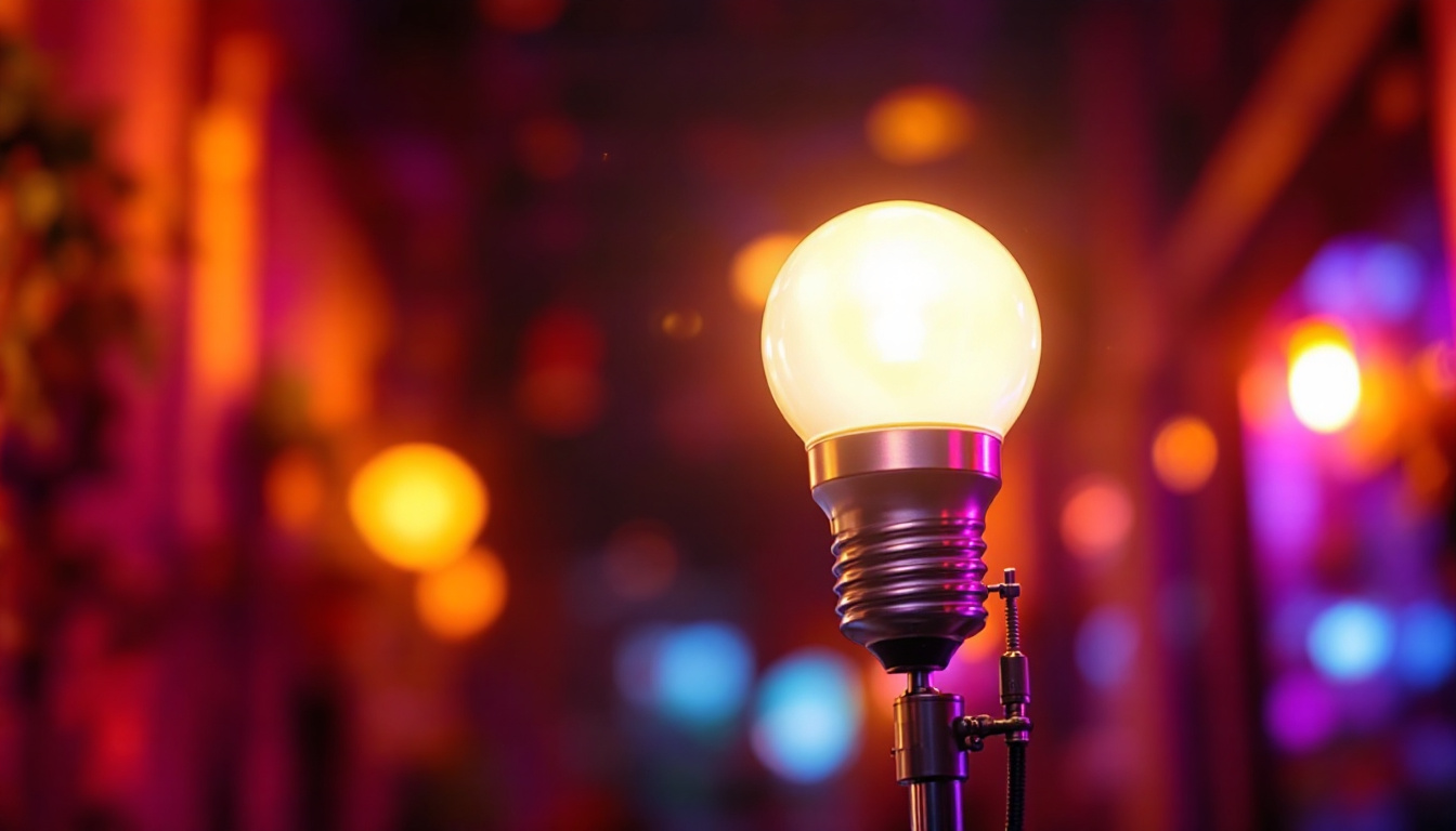 A photograph of a vibrant metal halide mh lamp illuminating a dynamic indoor or outdoor scene