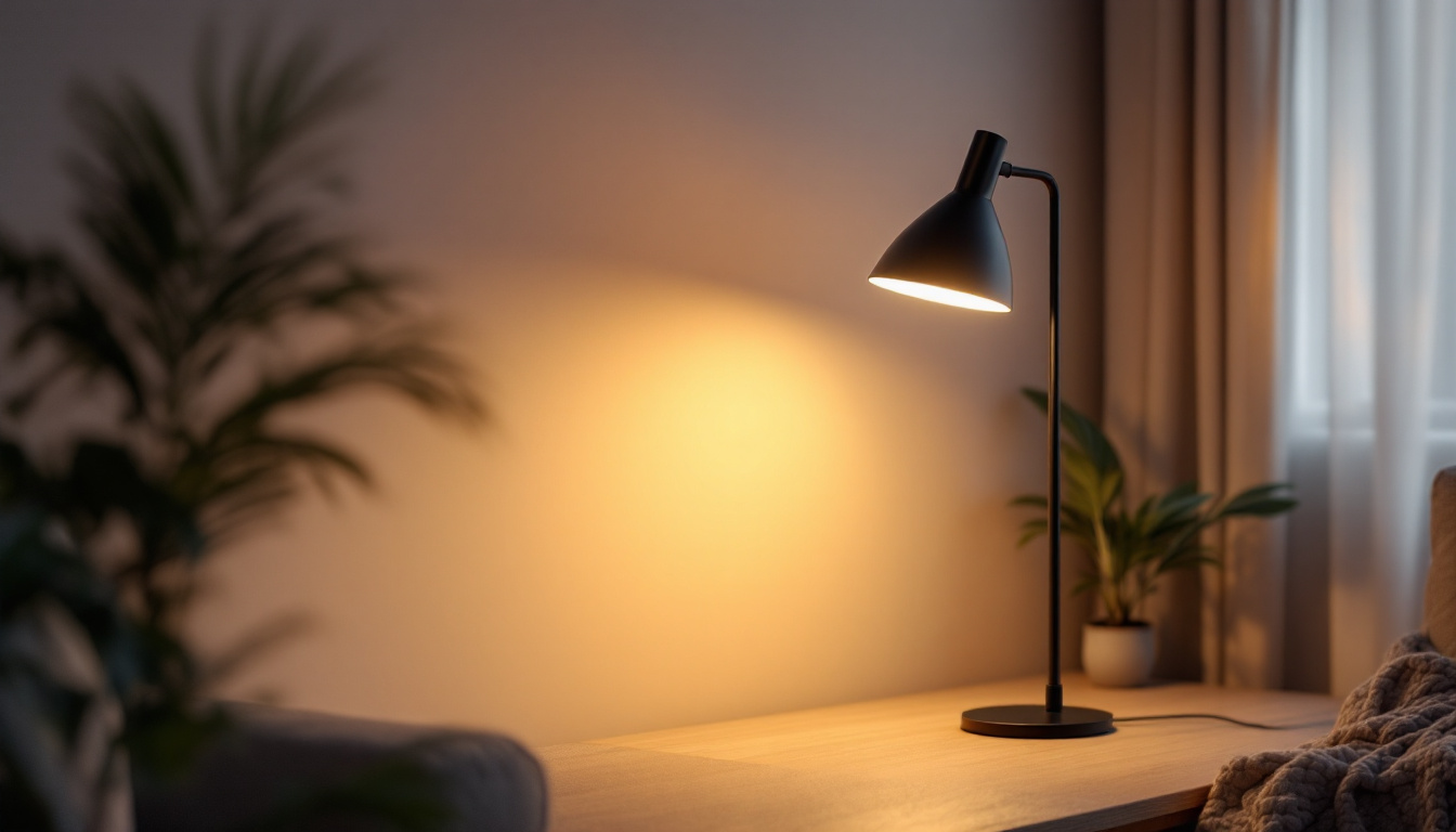 A photograph of a stylish t5 led lamp in a well-lit room setting