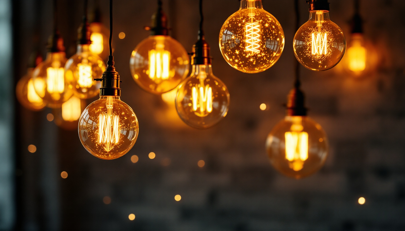 A photograph of a beautifully arranged display of vintage led globe lights