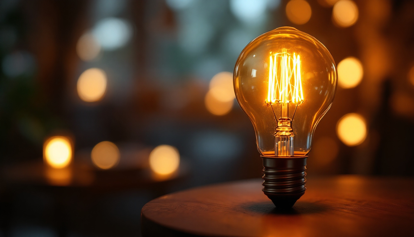 A photograph of a type b bulb illuminated in a cozy
