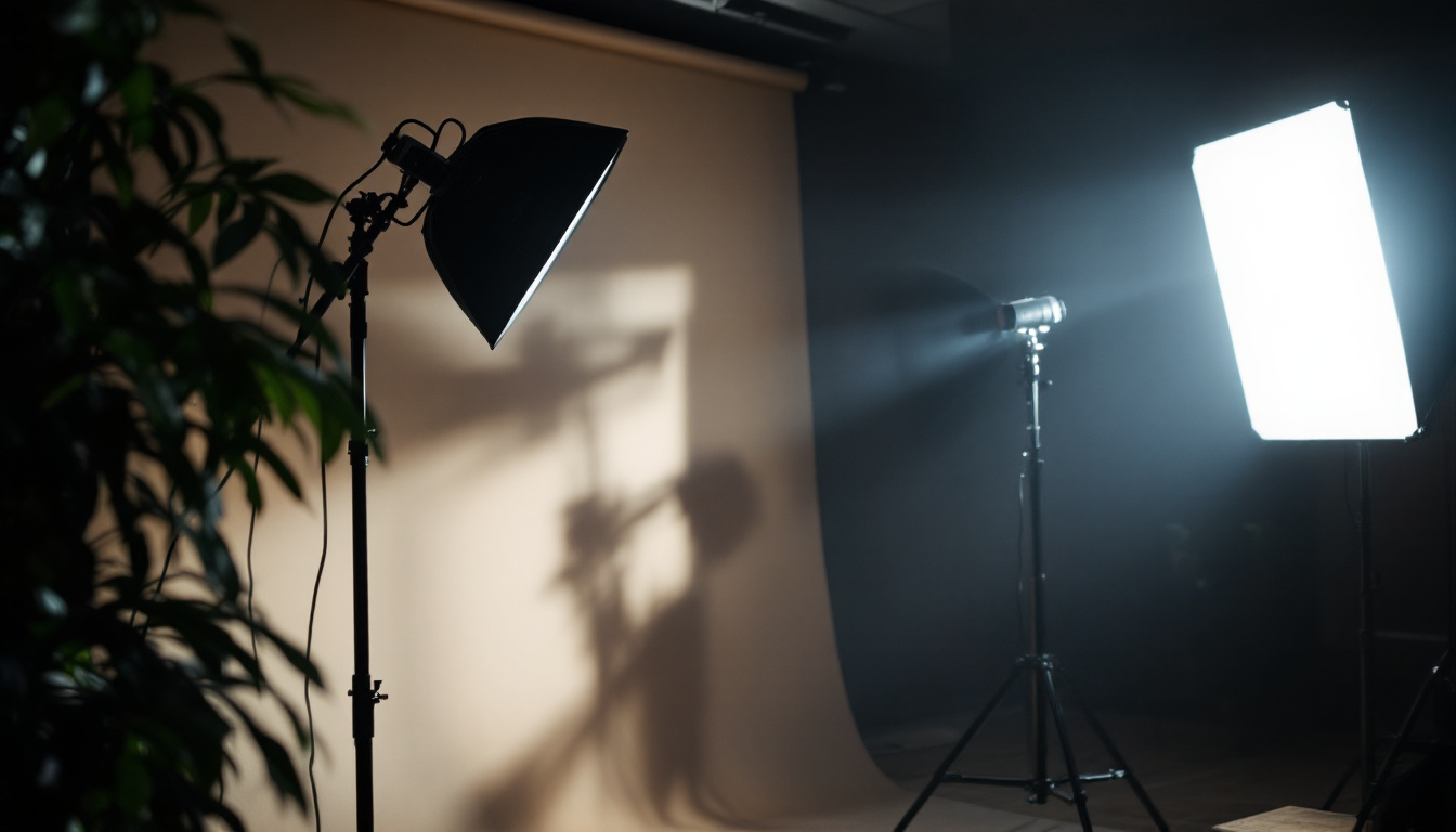 A photograph of capture a photograph of a well-lit studio setup featuring the ex 200w a3d50d120 lighting equipment in action