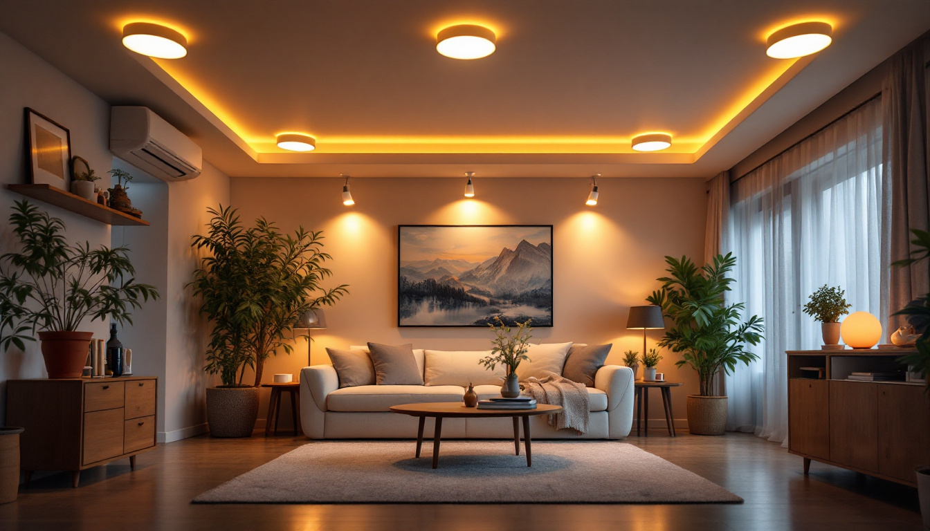 A photograph of a beautifully lit indoor space featuring six led can lights installed in the ceiling