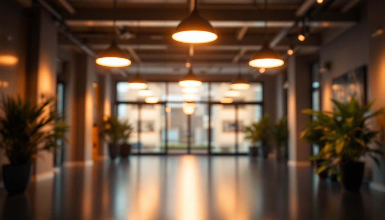A photograph of a well-lit interior space showcasing the warm glow of 6-inch led lights installed in various fixtures