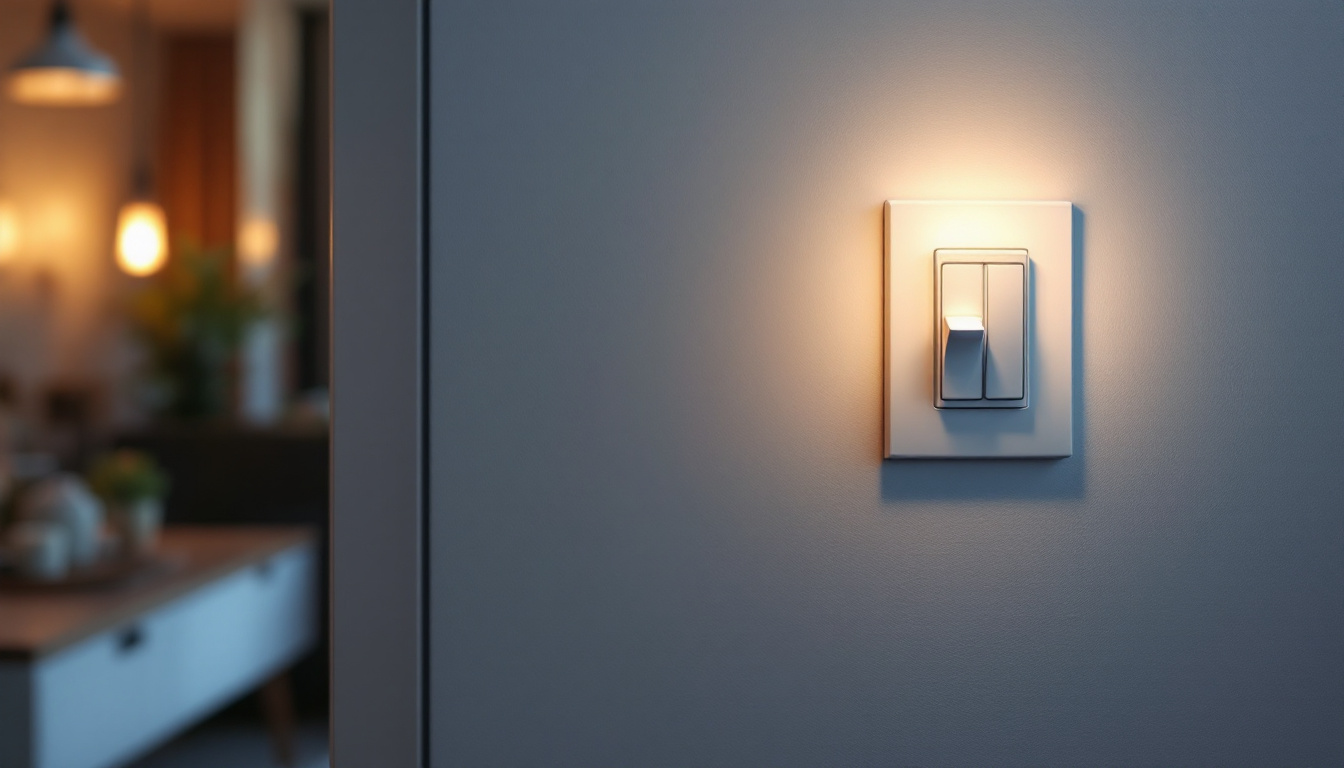 A photograph of capture a photograph of a 3-way rocker switch installed in a stylish home setting