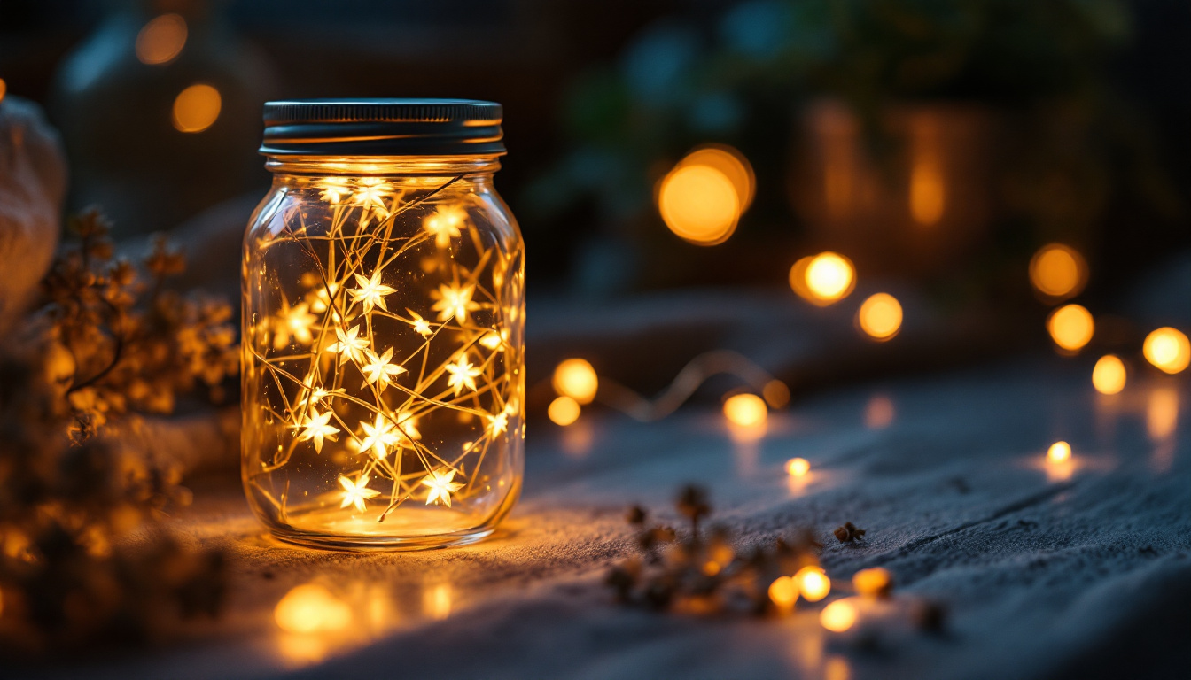 A photograph of a beautifully arranged jelly jar light setup