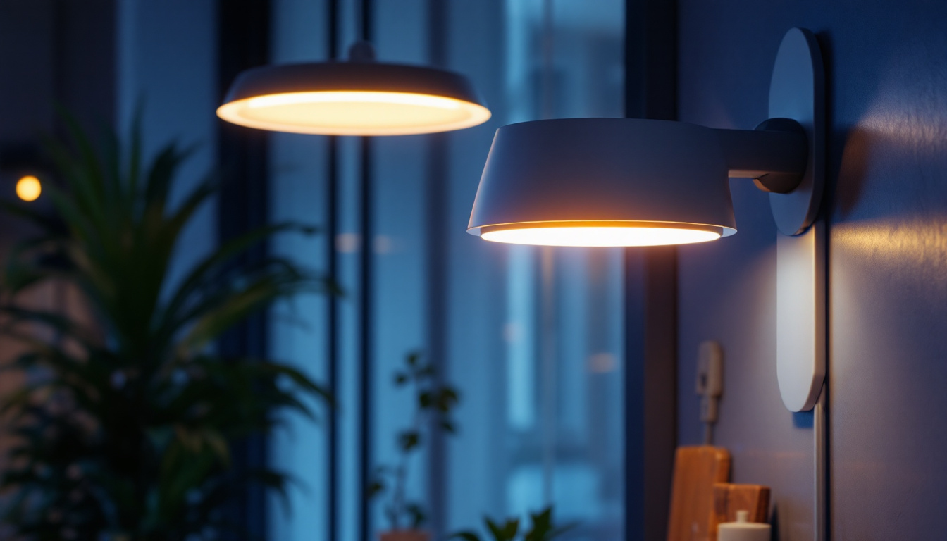 A photograph of a modern led lighting fixture in a stylish interior setting