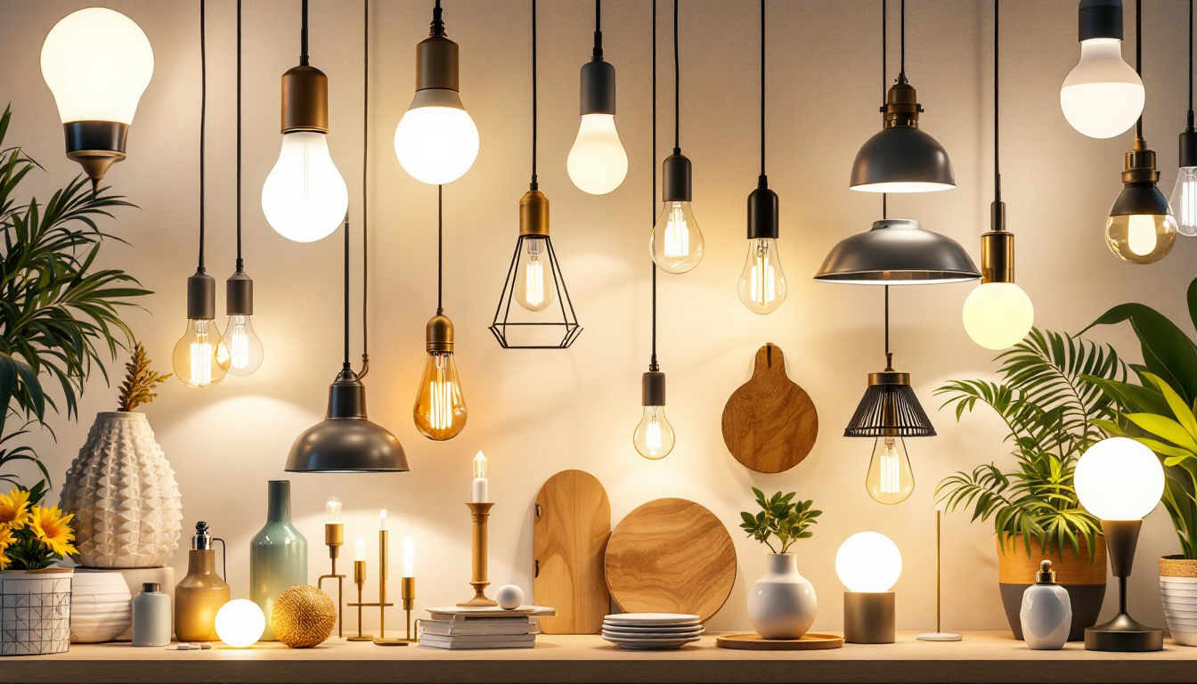A photograph of a beautifully arranged display of various low-priced light fixtures