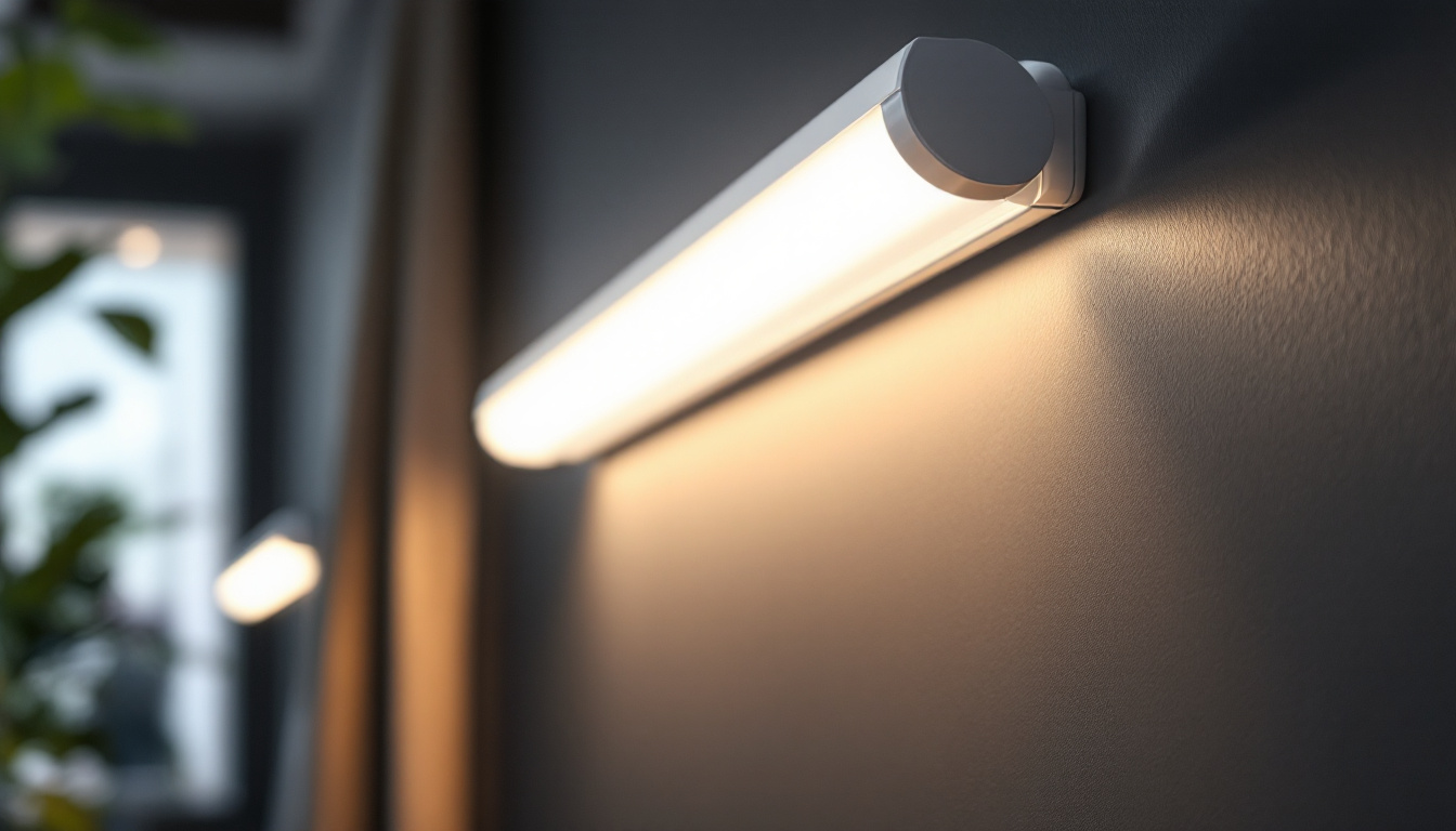 A photograph of capture a photograph of a t8 fluorescent light fixture in use within a well-lit environment