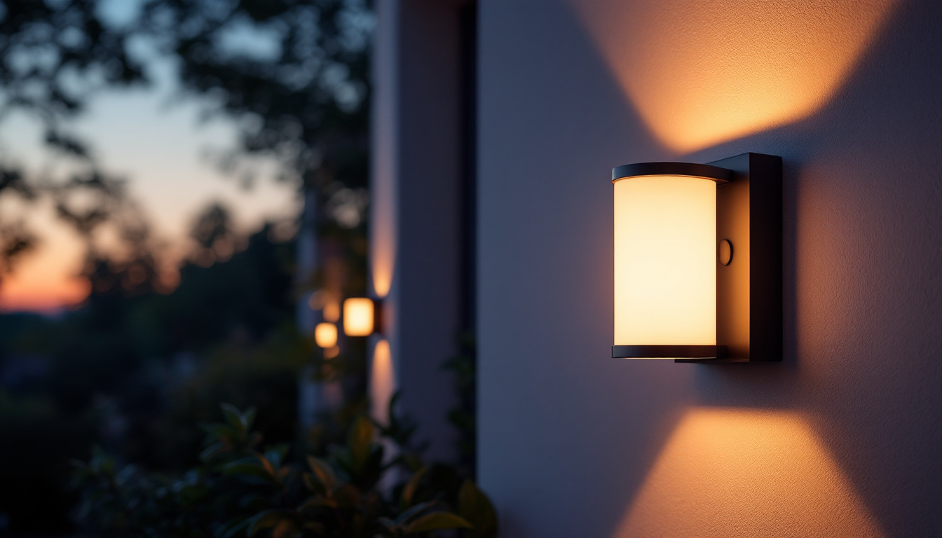 A photograph of a beautifully designed led outdoor wall lantern installed on a home exterior