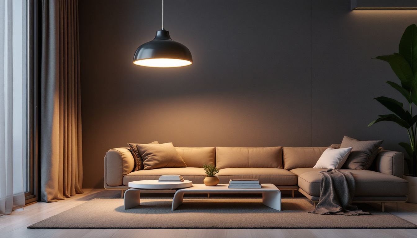 A photograph of a modern led light fixture in a stylish interior setting