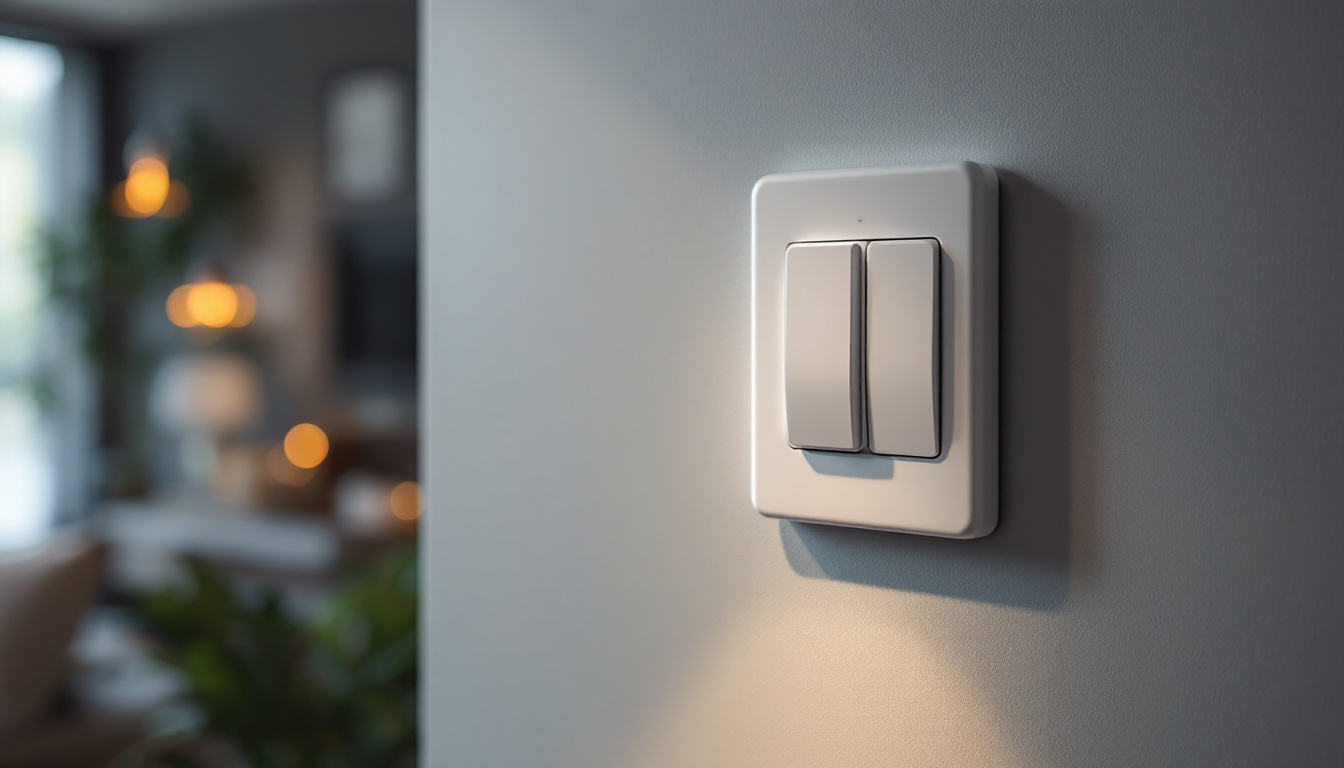 A photograph of a modern light switch equipped with a light sensor