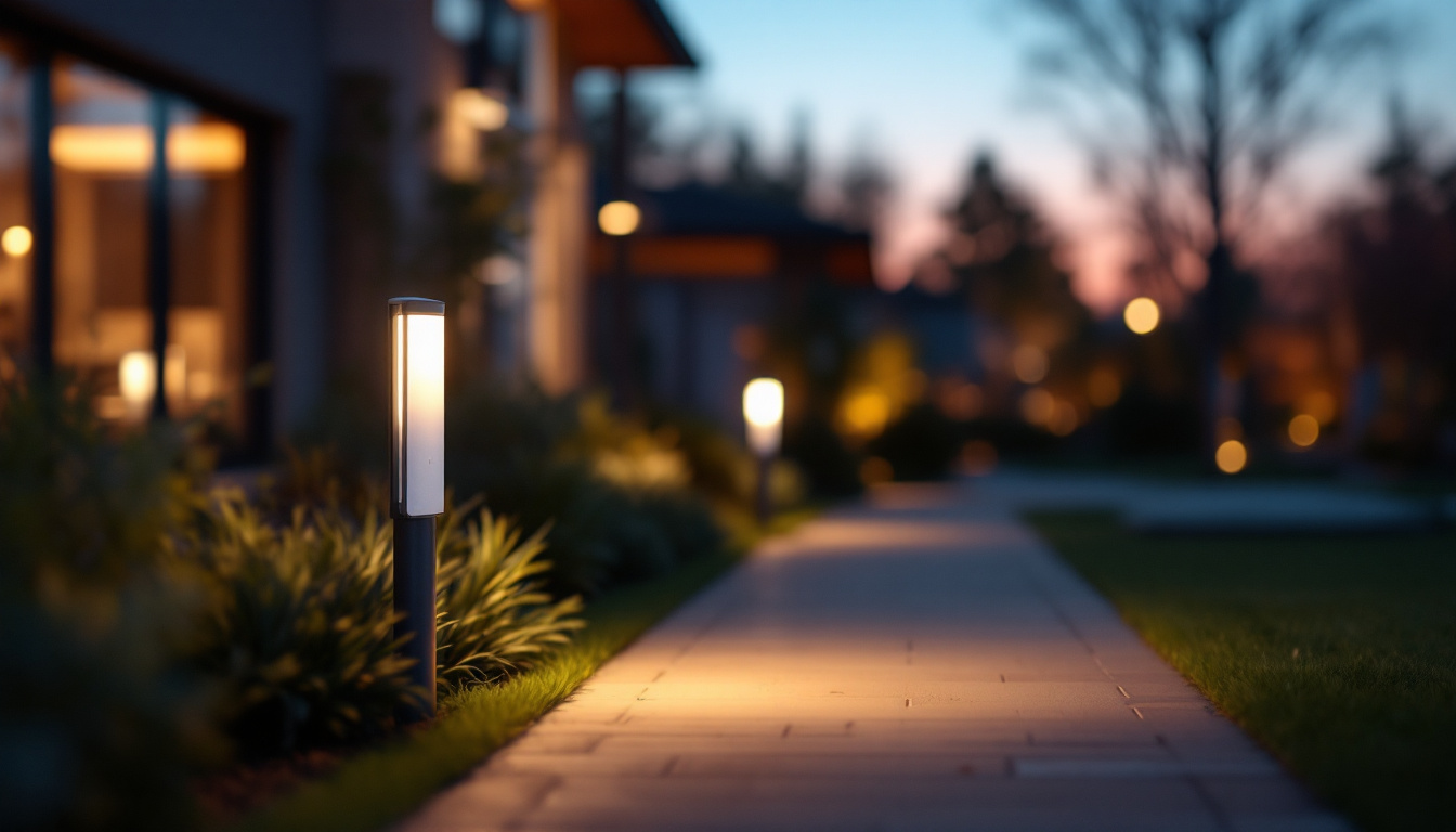 A photograph of a motion-sensing light in action