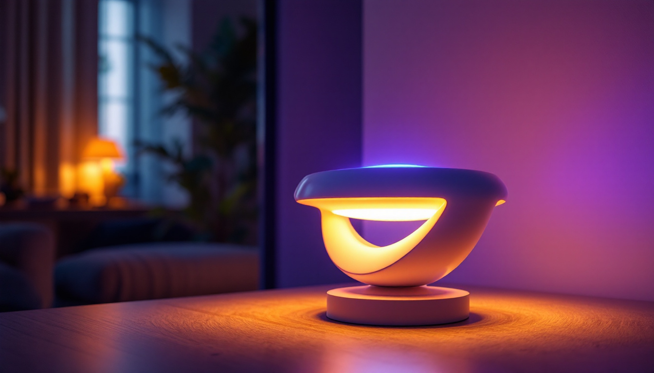 A photograph of a stylishly designed ufo led lamp illuminating a modern living space