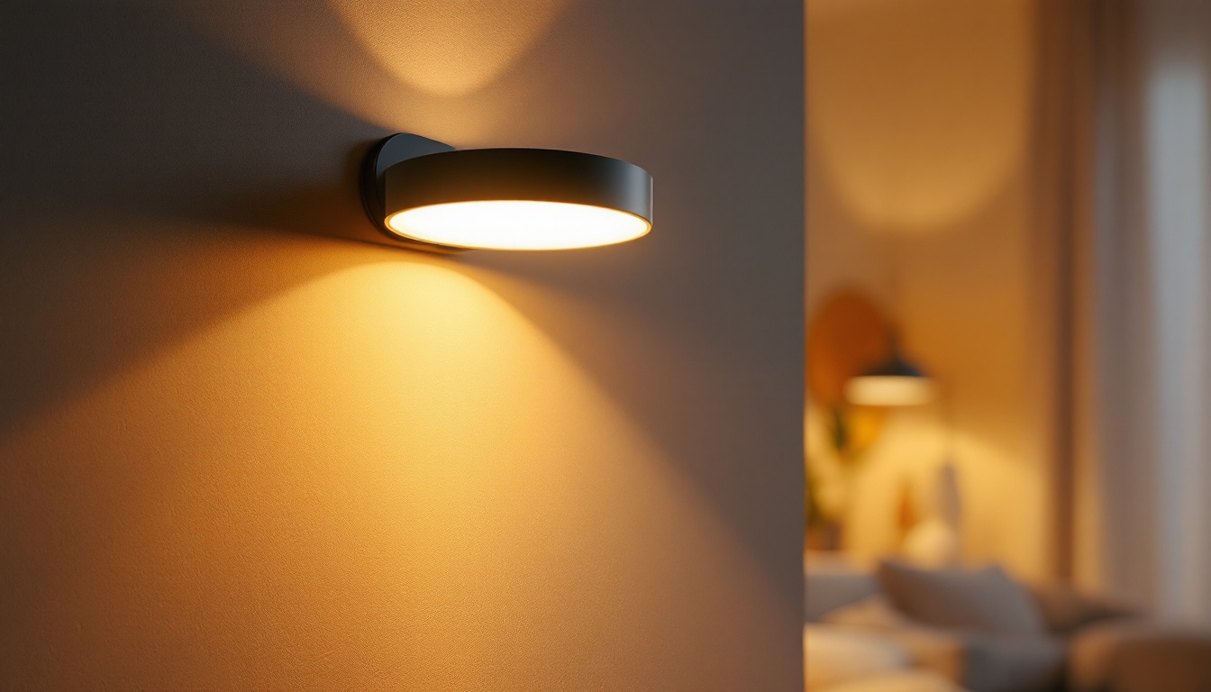 A photograph of a modern fixture led light illuminating a stylish interior space