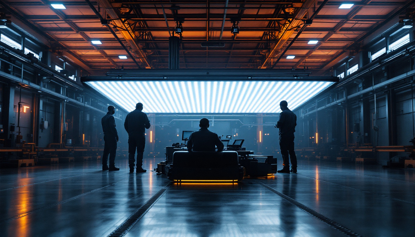 A photograph of a modern industrial or commercial space illuminated by innovative light wafer technology