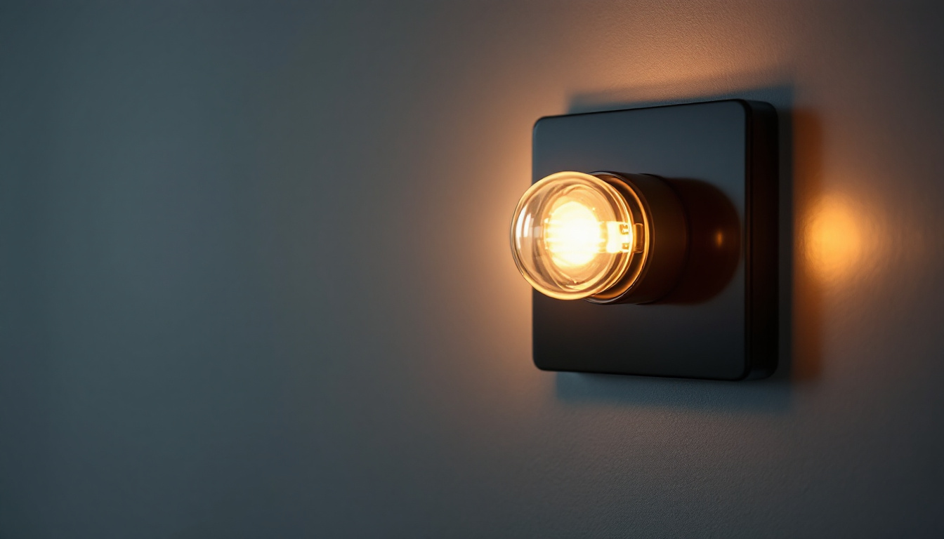 A photograph of a modern dimmer switch installed on a stylish wall