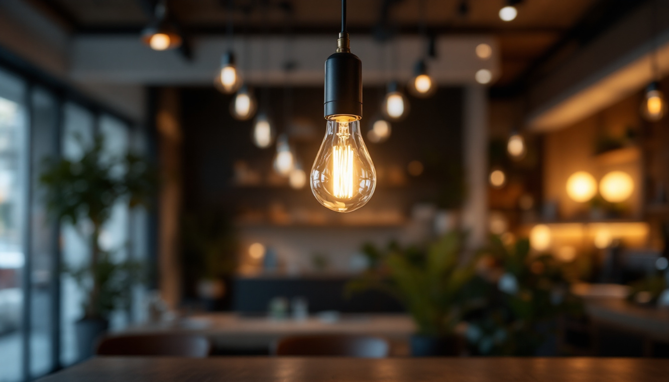 A photograph of a sleek and modern commercial light fixture in an aesthetically pleasing setting