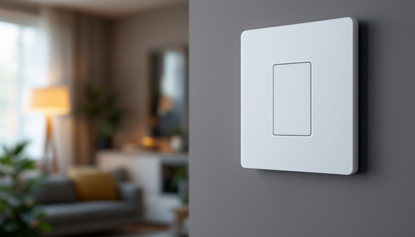 A photograph of capture a photograph of a modern motion-sensitive light switch installed in a stylish home setting