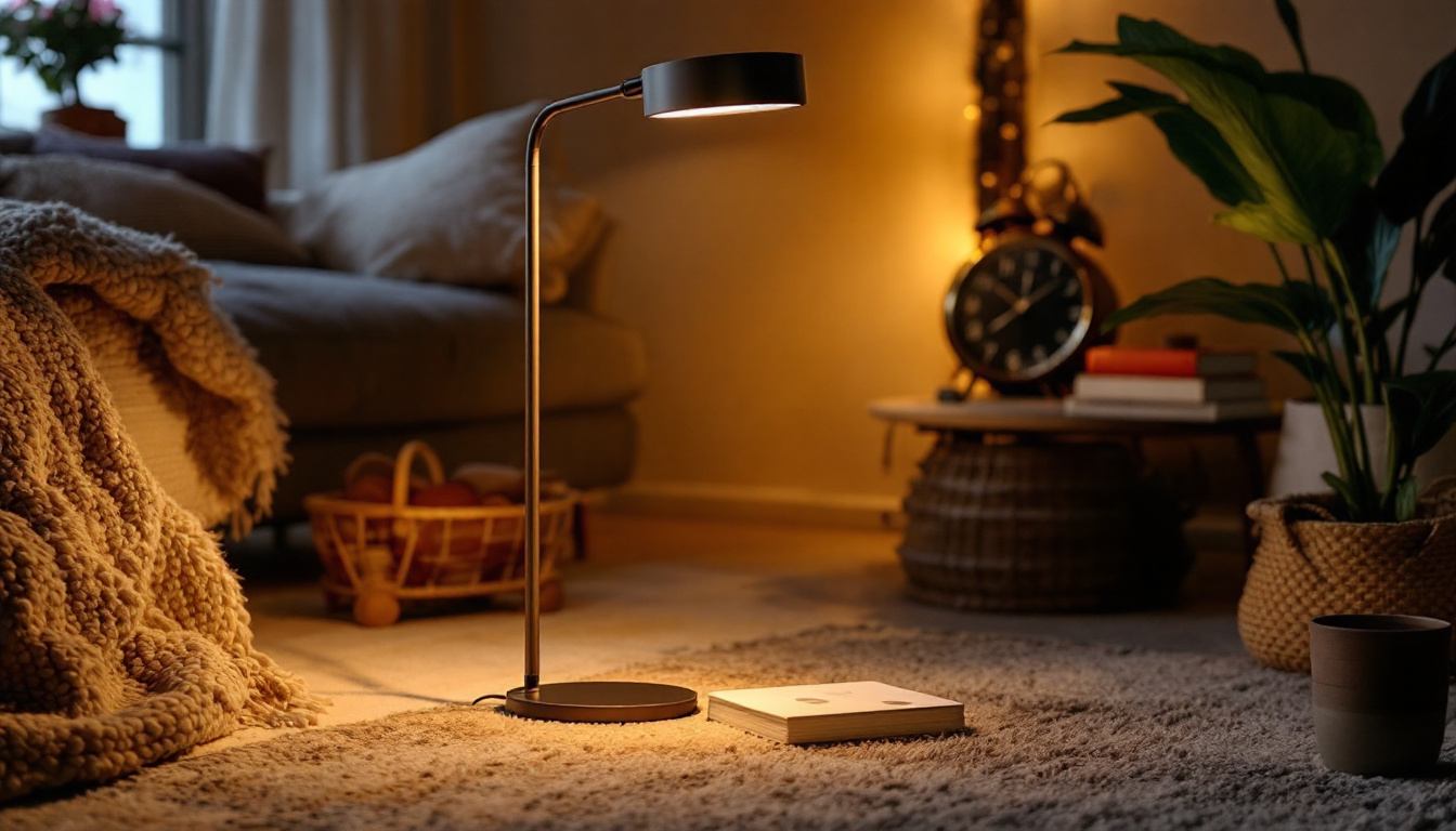 A photograph of a stylish dimmable lamp in a cozy living space