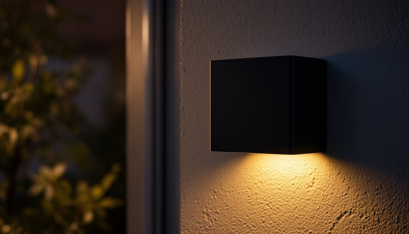 A photograph of capture a photograph of the simply conserve mini wall pack installed on an exterior wall