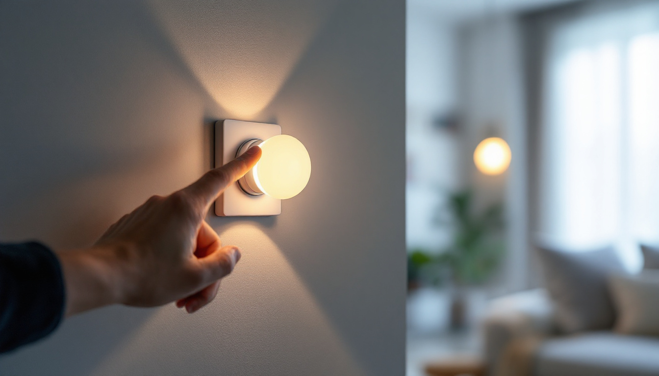 A photograph of a motion detection sensor switch installed in a well-lit room