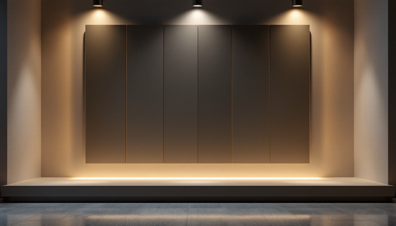 A photograph of a well-lit panel installation showcasing various lighting techniques