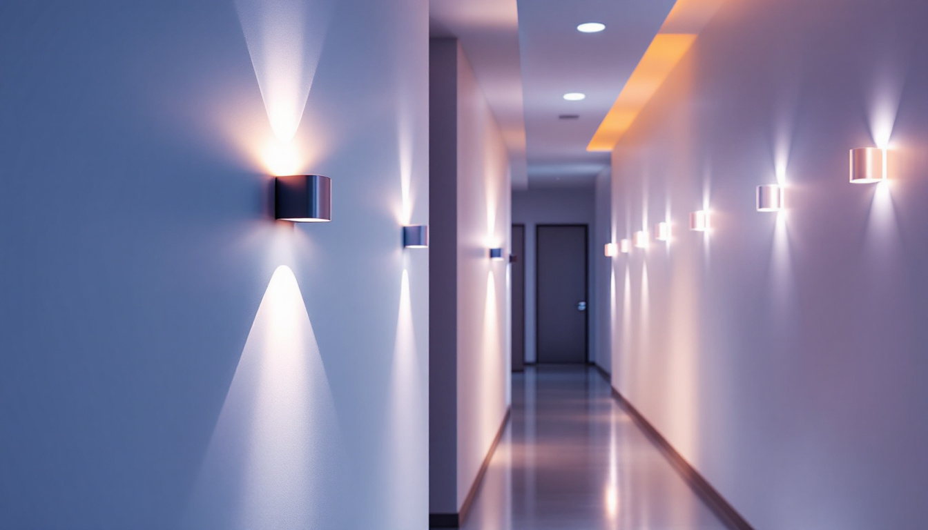 A photograph of a beautifully designed hallway featuring stylish flush mount lighting fixtures that illuminate the space