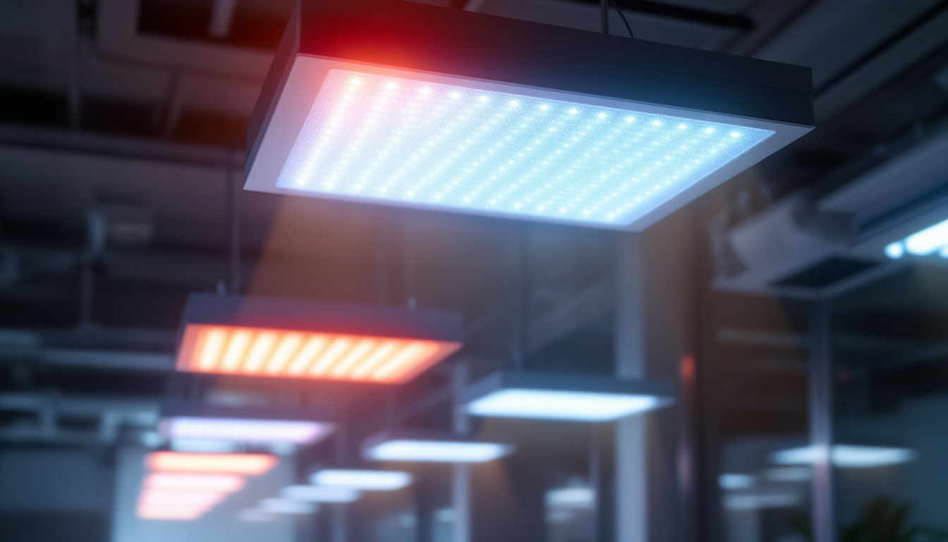 A photograph of a well-lit indoor environment showcasing various led light fixtures in use