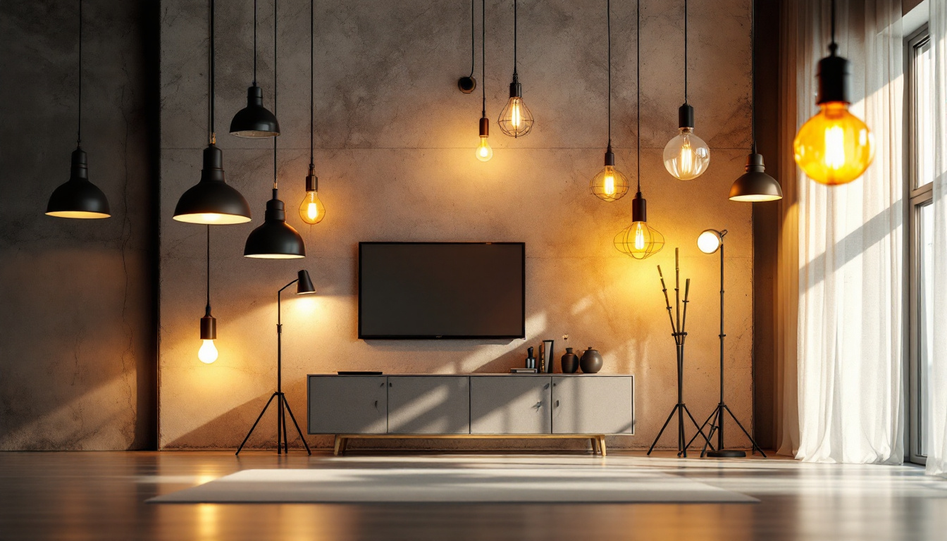 A photograph of a beautifully lit room showcasing various types of electric lighting fixtures