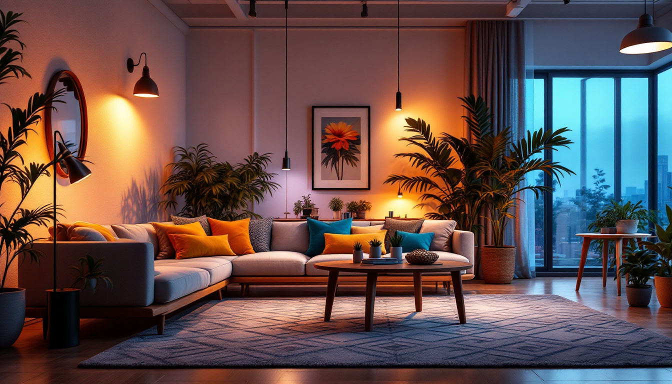 A photograph of a beautifully illuminated room featuring various sylvania lighting products