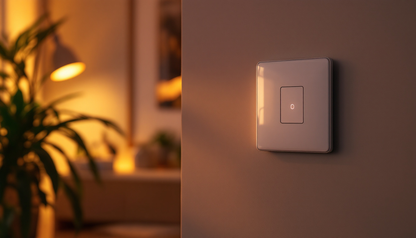 A photograph of a stylish dimmable led switch in a modern home setting