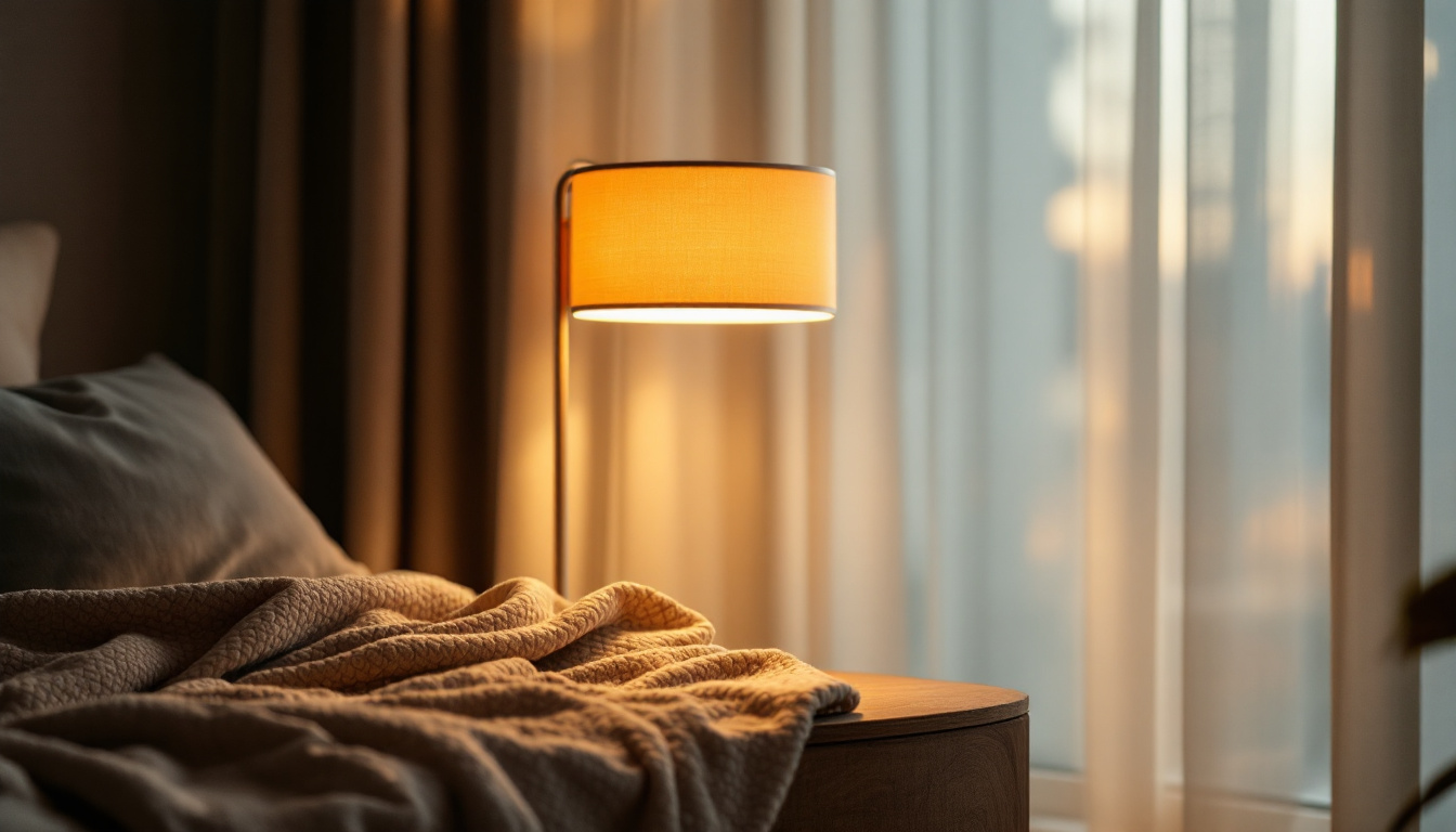 A photograph of a stylish lamp featuring led side lights in a cozy