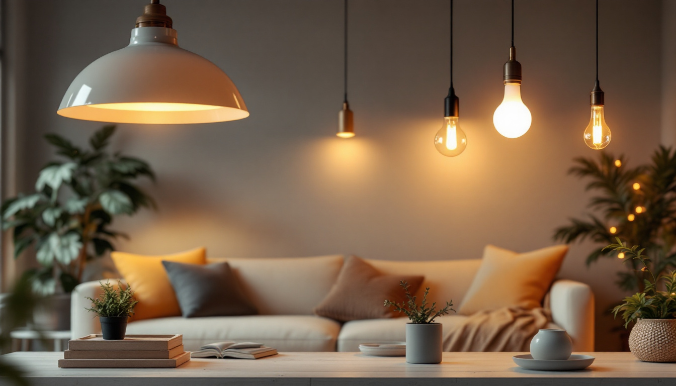 A photograph of a beautifully arranged scene featuring various styles of led hanging lights in a cozy