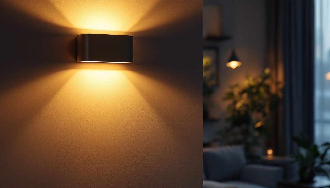 A photograph of a beautifully designed wall light fixture in a modern living space