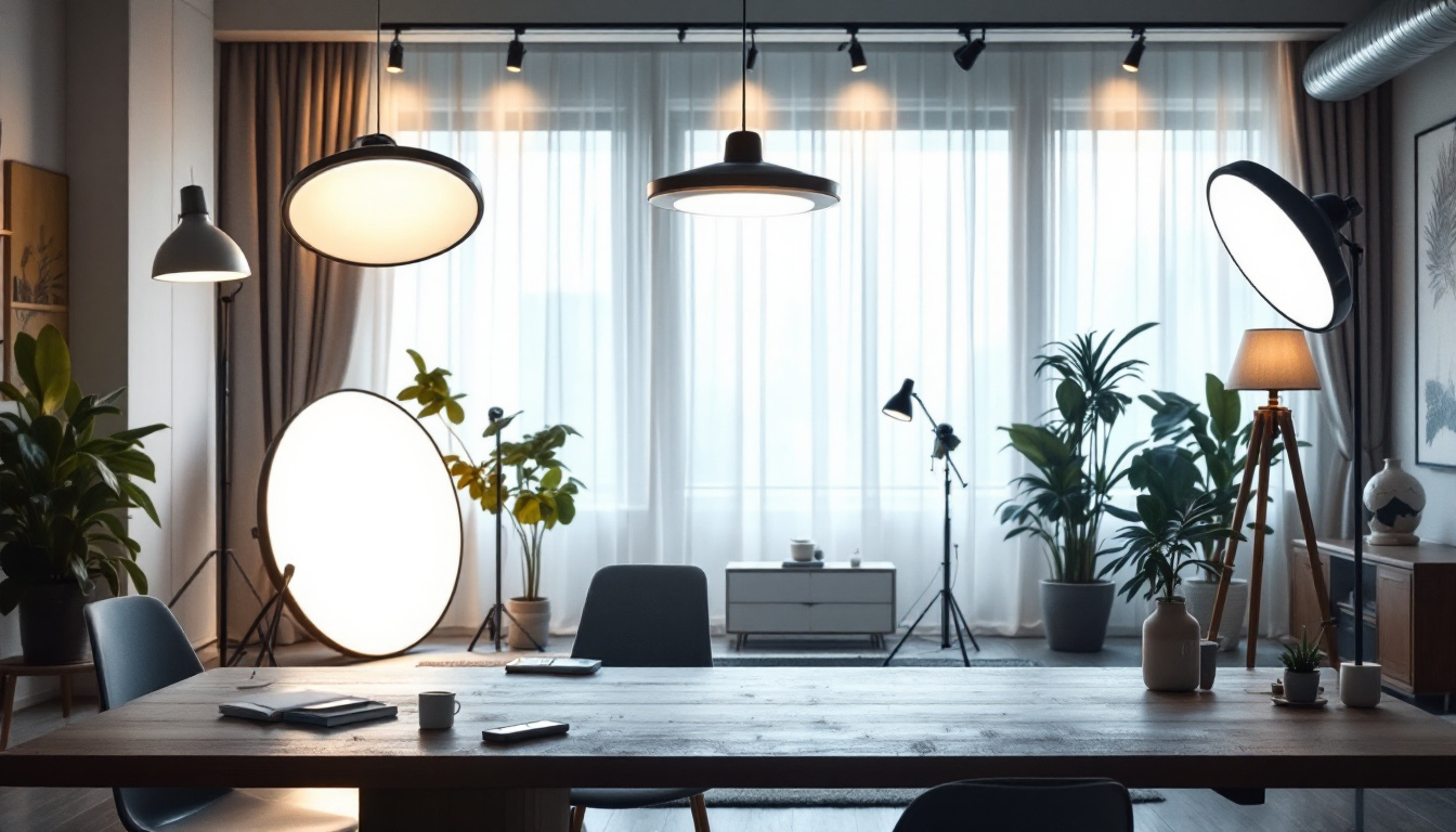 A photograph of a well-lit indoor space showcasing various styles and designs of ufo led lights in use