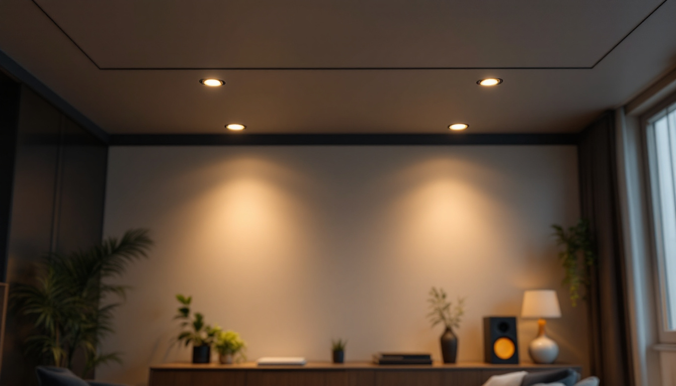A photograph of a well-lit room featuring stylishly installed led recessed ceiling lights