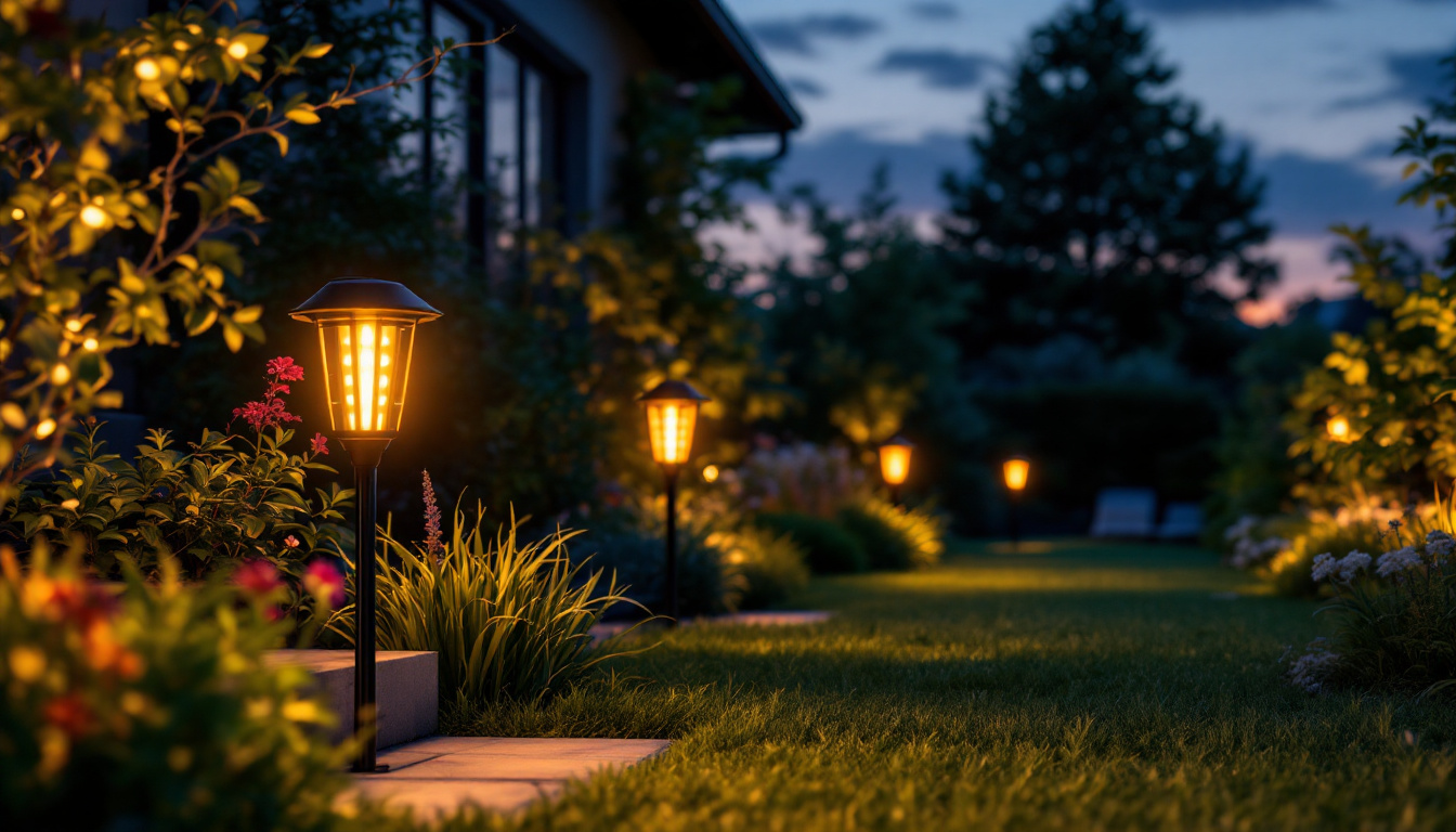 A photograph of a beautifully illuminated outdoor space at dusk
