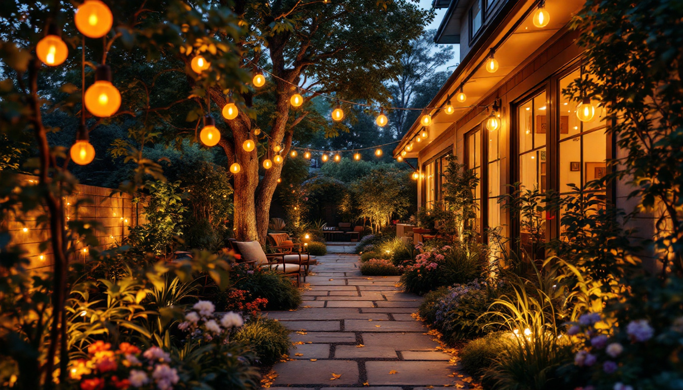 A photograph of a beautifully illuminated outdoor space at dusk